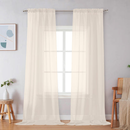 Simplebrand Black Sheer Curtains 84 Inches Long 2 Panels for Living Room