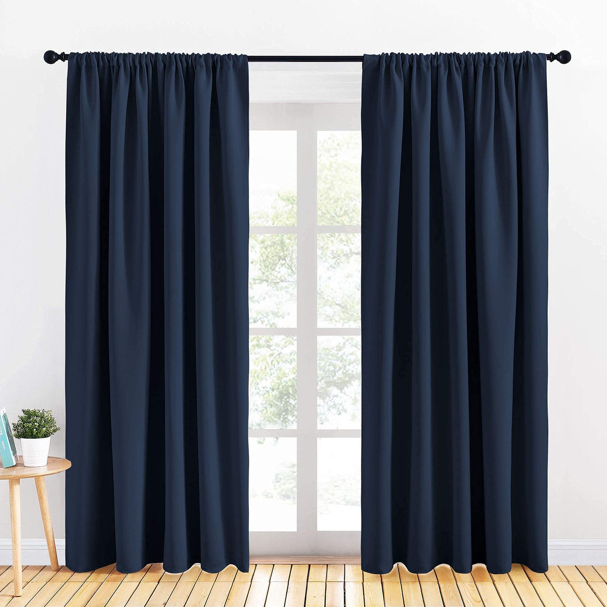 PONY DANCE Black Out Curtains 72 inch Long, Black, 2 Panels