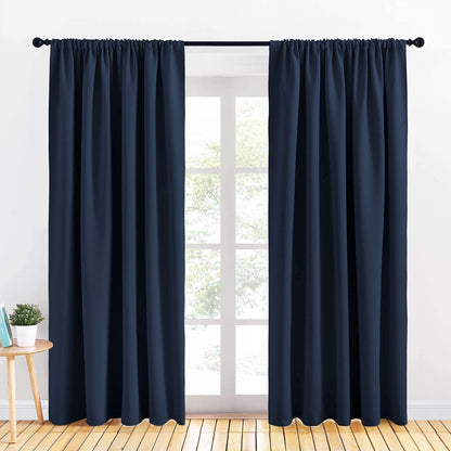 PONY DANCE Black Out Curtains 72 inch Long, Black, 2 Panels