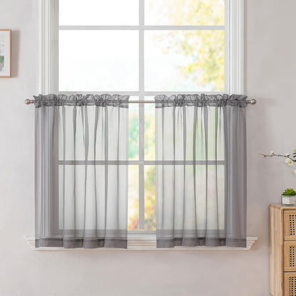 Simplebrand Black Sheer Curtains 84 Inches Long 2 Panels for Living Room