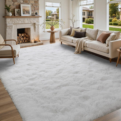 5x7 Black Area Rugs for Living Room, Large Fluffy Shag Bedroom Rugs Non-Slip, Ultra Soft Plush Carpet for Nursery Kids PlayRoom Dorm Office Indoor Modern Carpets