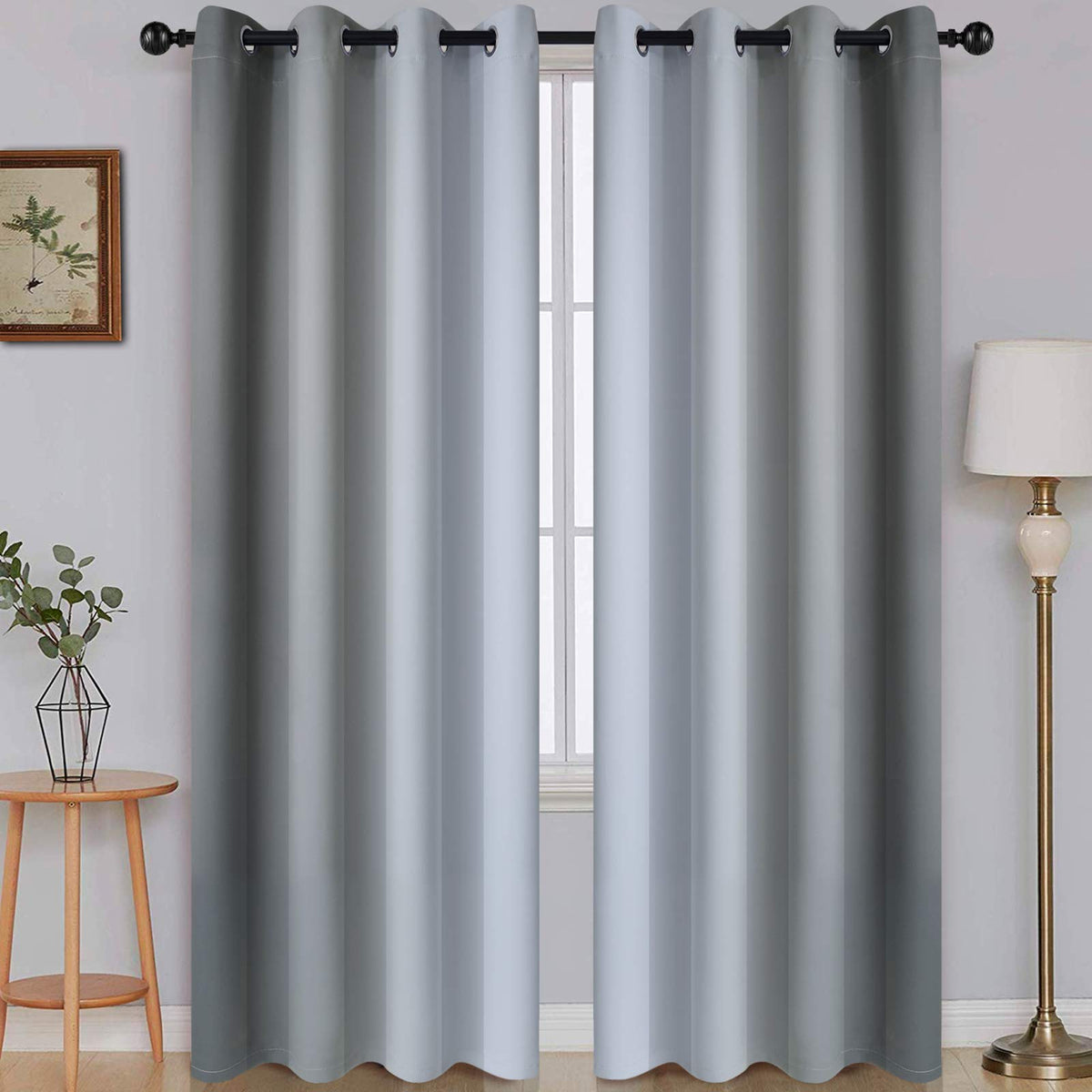 SimpleHome Ombre Black to Grey White Curtains for Living Room 52Wx84L