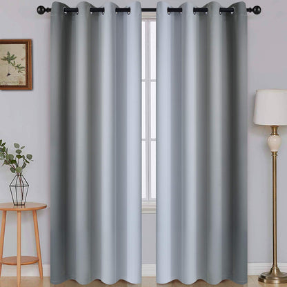 SimpleHome Ombre Black to Grey White Curtains for Living Room 52Wx84L