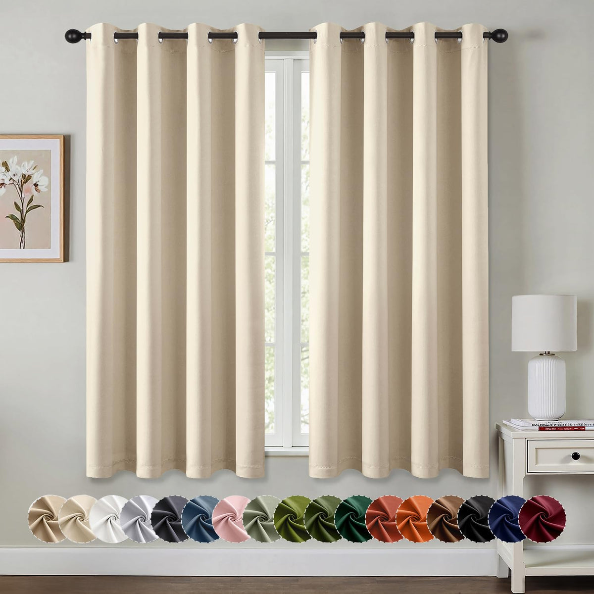 MIULEE Blackout Curtains for Bedroom 2 Panels 40 x 63 Inch Long Dark Grey