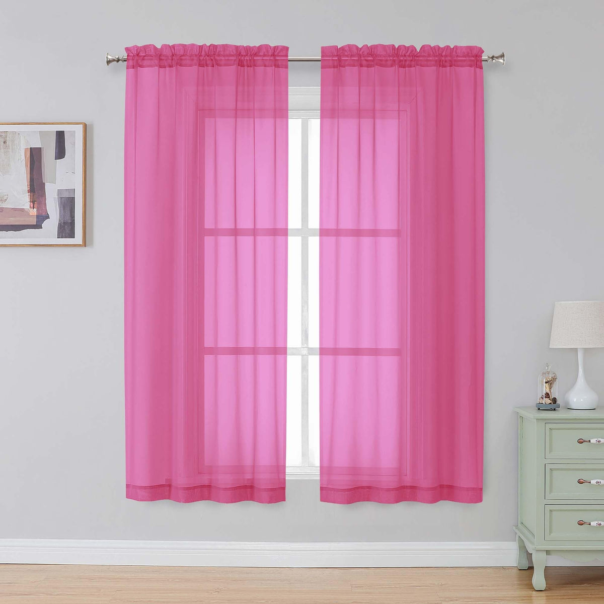 Simplebrand Black Sheer Curtains 84 Inches Long 2 Panels for Living Room