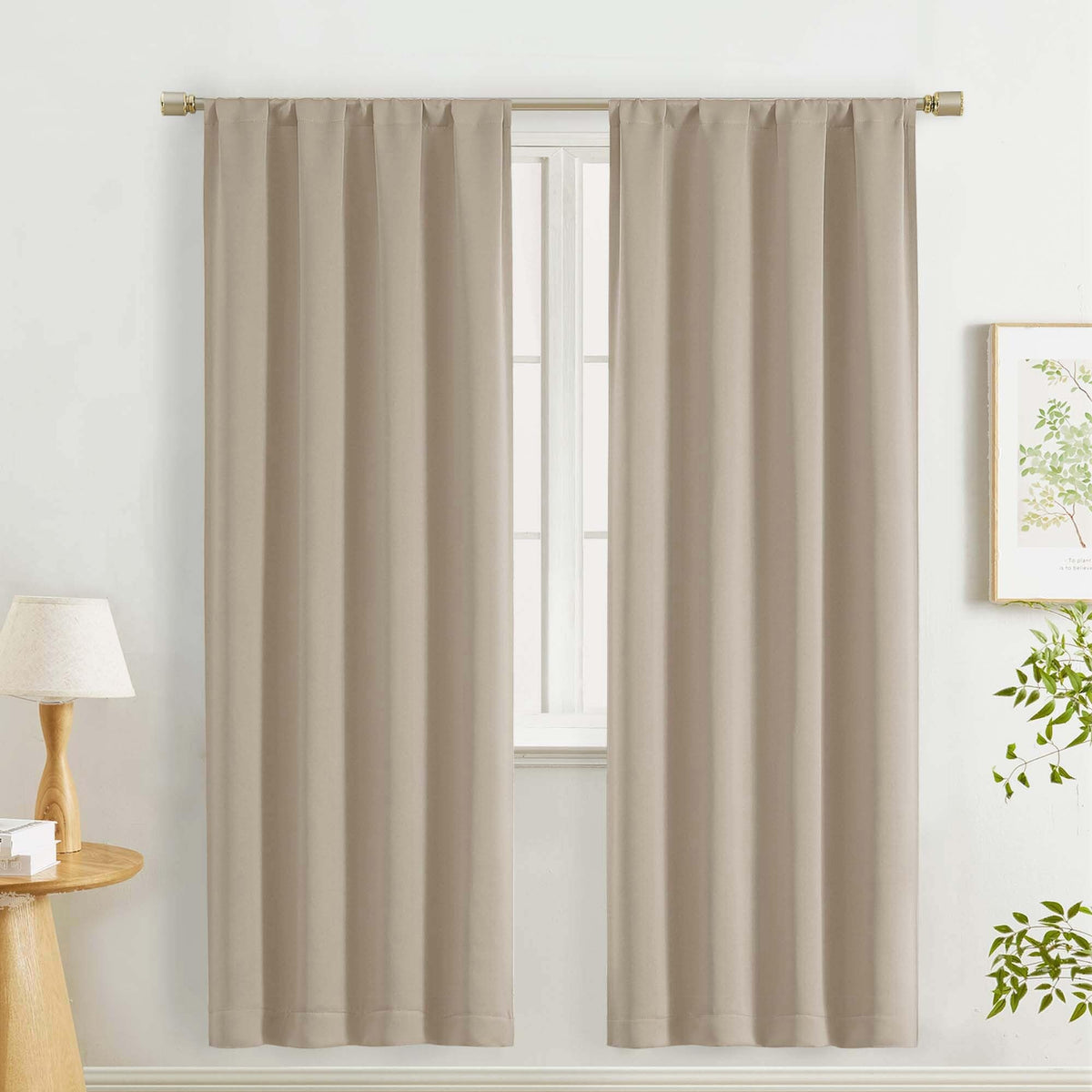 Lecloud Sage Green Room Darkening Curtains 54 Inch Length 2 Panels, Window Curtains for Bedroom, Energy Thermal Insulating Rod Pocket Curtain Drapes for Small Window, 40" W x 54" L