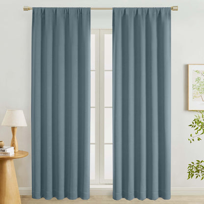 Lecloud Sage Green Room Darkening Curtains 54 Inch Length 2 Panels, Window Curtains for Bedroom, Energy Thermal Insulating Rod Pocket Curtain Drapes for Small Window, 40" W x 54" L