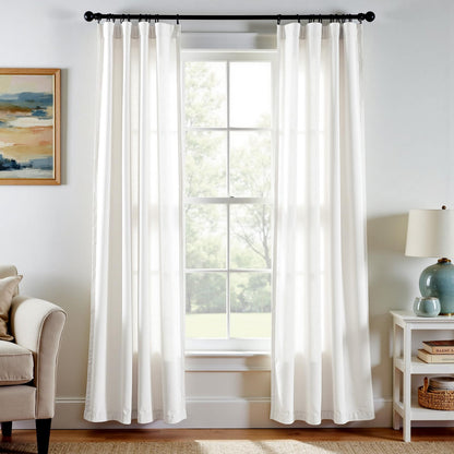 jinchan Linen Curtains Light Filtering Back Tab 50x96 Inch 2 Panels Beige