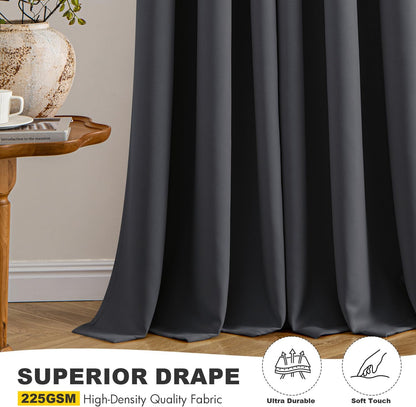 MIULEE Blackout Curtains for Bedroom 2 Panels 40 x 63 Inch Long Dark Grey