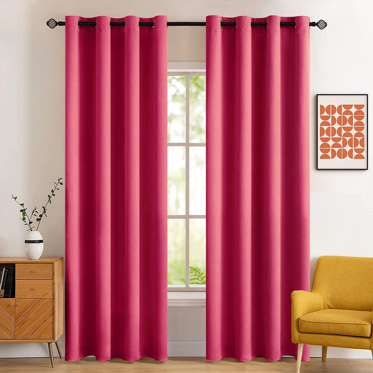 MIULEE Light Pink Blackout Bedroom Curtains Drapes 84 Inch Long 52"x84"