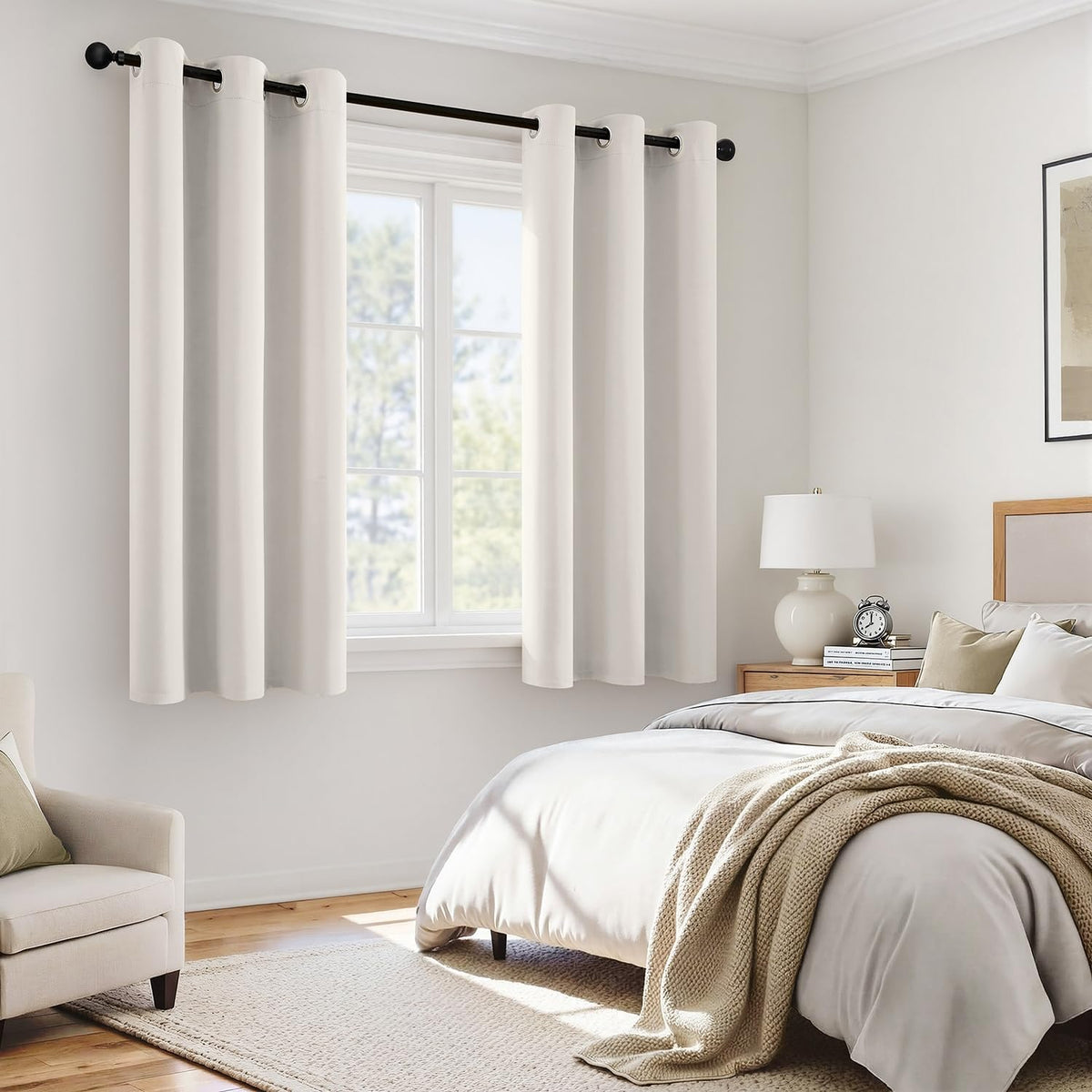 MIULEE Cream 100% Blackout Curtains for Bedroom 40x63 Inch Long