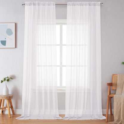 Simplebrand Black Sheer Curtains 84 Inches Long 2 Panels for Living Room