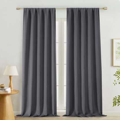 Lecloud Sage Green Room Darkening Curtains 54 Inch Length 2 Panels, Window Curtains for Bedroom, Energy Thermal Insulating Rod Pocket Curtain Drapes for Small Window, 40" W x 54" L