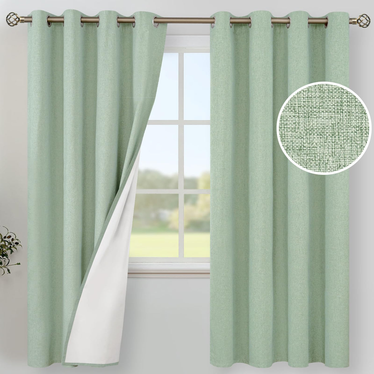 YoungsTex Black Blackout Curtains for Bedroom, Thermal Drapes Heat Blocking