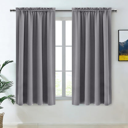 DWCN Blackout Curtains for Bedroom Living Room 42 x 63 Inch Long Black