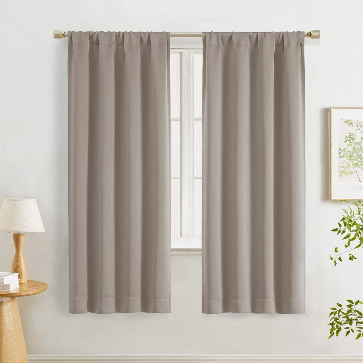 Lecloud Sage Green Room Darkening Curtains 54 Inch Length 2 Panels, Window Curtains for Bedroom, Energy Thermal Insulating Rod Pocket Curtain Drapes for Small Window, 40" W x 54" L