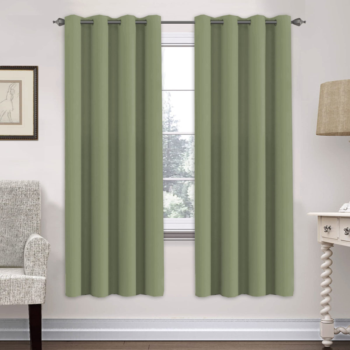 H.VERSAILTEX Blackout Curtains for Bedroom Thermal Insulated Room Darkening Living Room Curtains 63 Inch Long Grommet Privacy Protection Window Curtain Panels/Drapes for Nursery,2 Panels,Ivory/Cream