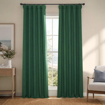 Faux Linen Curtains for Living Room (1 Panel) - 50W X 108L, Birch Taupe