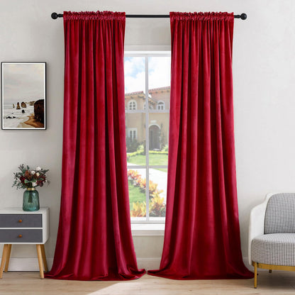 MIULEE Dusty Rose Pink Velvet Room Darkening Curtains for Bedroom W52 x L84
