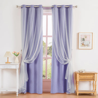 Anytime Double Layer Blackout Curtains 2 Panels，52Wx84L，Greyish White