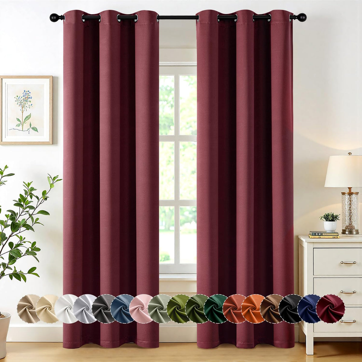 MIULEE Blackout Curtains for Bedroom 2 Panels 40 x 63 Inch Long Pink