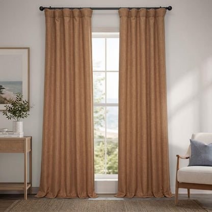 Faux Linen Curtains for Living Room (1 Panel) - 50W X 108L, Birch Taupe
