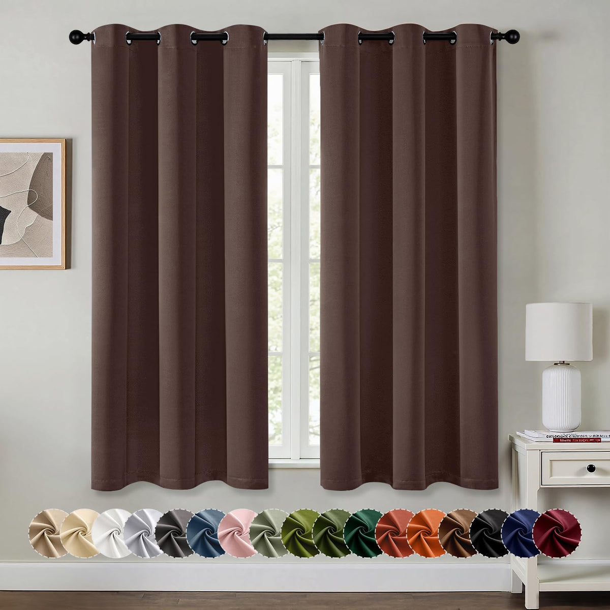 MIULEE Blackout Curtains for Bedroom 2 Panels 40 x 63 Inch Long Pink