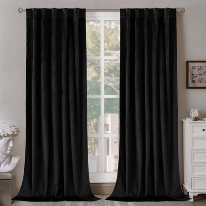 BGment Olive Green Velvet Blackout Curtains 52 x 84 Inch Length, 2 Panels