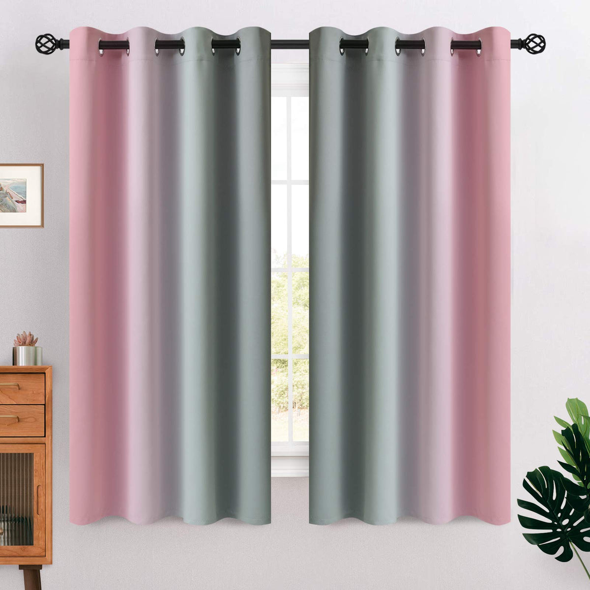 COSVIYA Grommet Room Darkening Ombre Purple Curtains W52xL63 inch