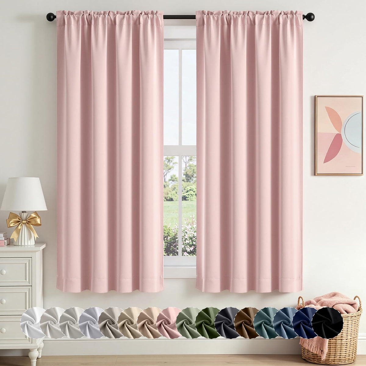 MIULEE Stone Blue Blackout Curtains for Bedroom Living Room 40"x63" 2 Panel