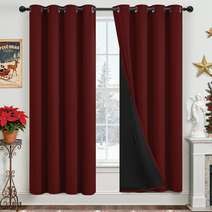 Yakamok Burgundy Red Blackout Curtains 84 inches Long for Bedroom 38" Wide