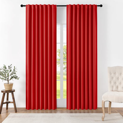Joydeco Blackout Curtains for Bedroom, Black out curtains 96 inch long 2 Panels, Long Black Drapes with Rod Pocket Back Tab, Room Darkening Noise Reducing & Wrinkle-Free Drapes for Living Room Windows