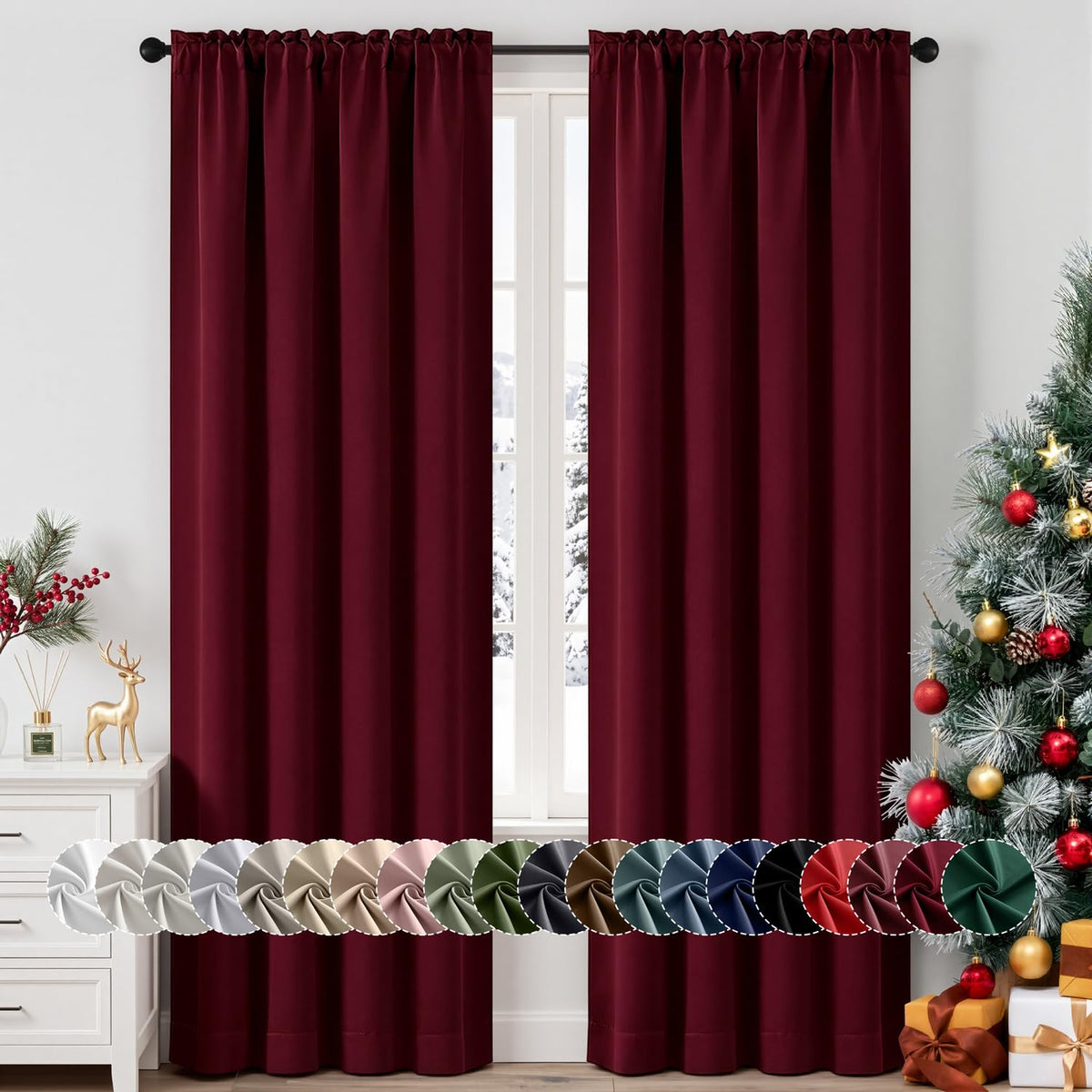 MIULEE Stone Blue Blackout Curtains for Bedroom Living Room 40"x63" 2 Panel