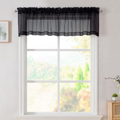 Simplebrand Black Sheer Curtains 84 Inches Long 2 Panels for Living Room