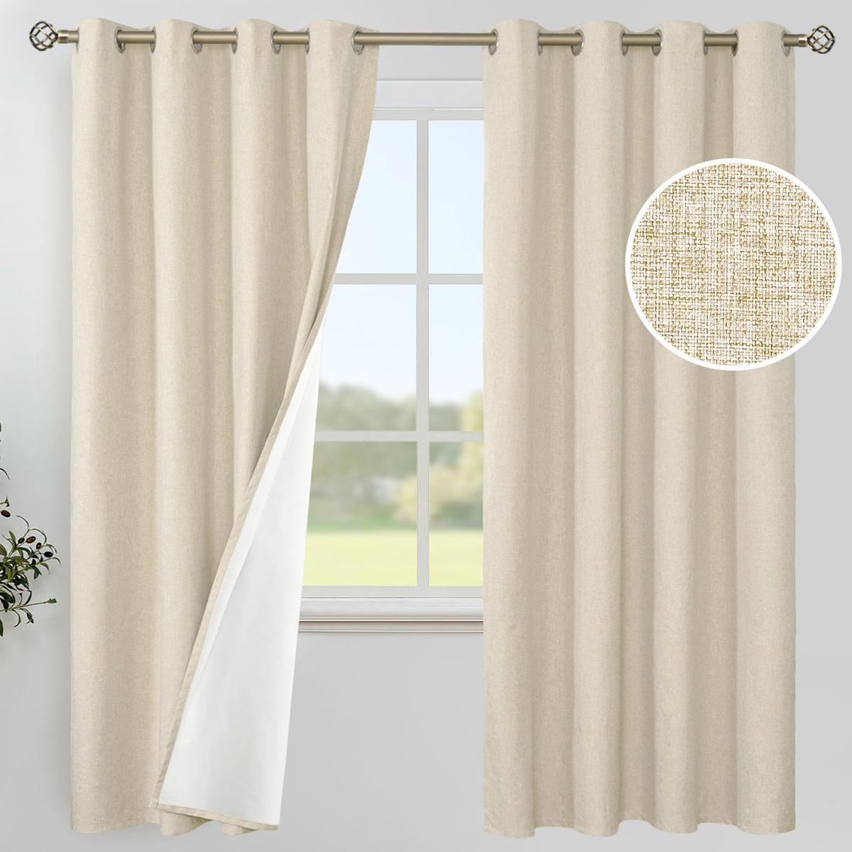 YoungsTex Black Blackout Curtains for Bedroom, Thermal Drapes Heat Blocking