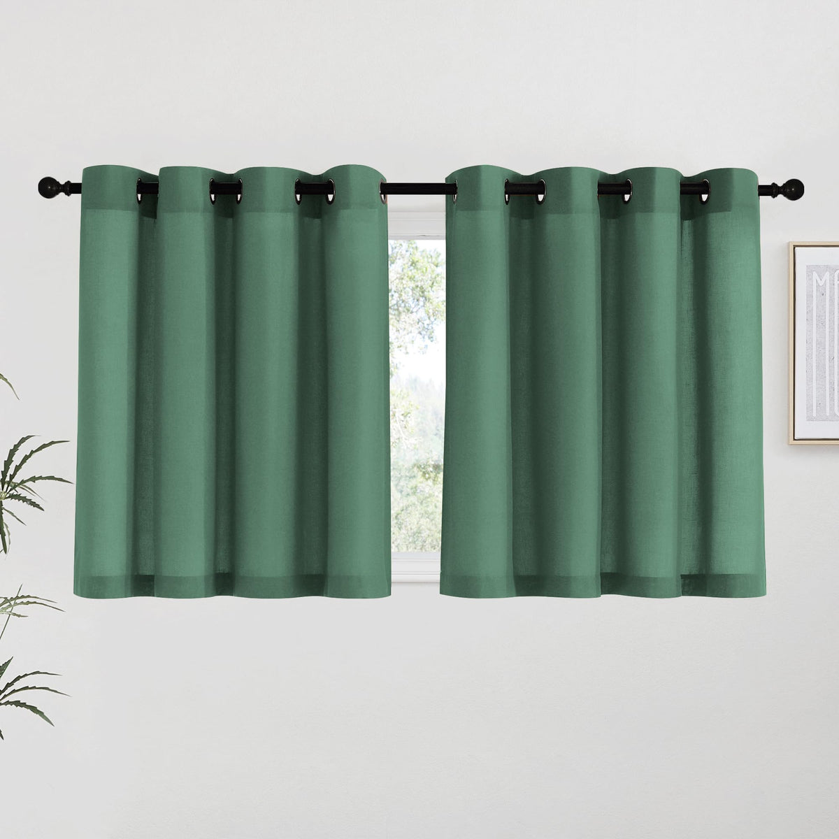 NICETOWN Natural Linen Curtains 84 inch Long 2 Panels Set, Grommet Top Thick Linen Burlap Semi Sheer Vertical Drapes Privacy Assured with Light Filtering for Bedroom/Living Room, W55 x L84
