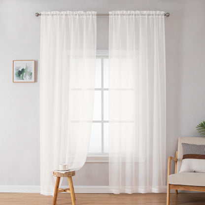 Simplebrand Black Sheer Curtains 84 Inches Long 2 Panels for Living Room