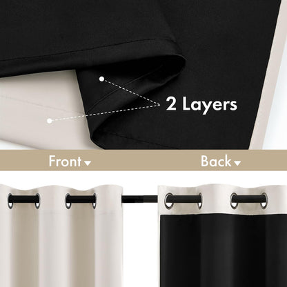 MIULEE Cream 100% Blackout Curtains for Bedroom 40x63 Inch Long