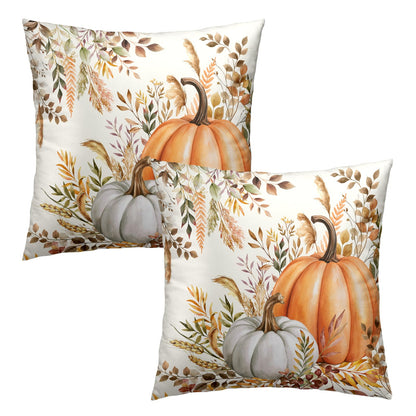 Fall Pillow Covers Autumn Leaf Throw Pillow Covers 18x18 Set of 2 Bohemian Floral Pillow Cases Thanksgiving Berry Pinecones Cushion Cases for Home Farmhouse Sofa Couch Patio
