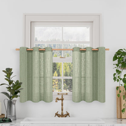 LAMIT Cream Ivory Linen Semi Sheer Curtains 84 inch Length for Bedroom