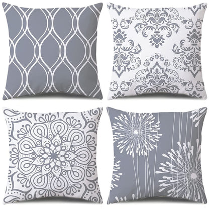 Coliuso Decorative Throw Pillow Covers 18x18 Set of 4, Blue Modern Simple Square Pillow Case Cushion Cover for Sofa Couch Farmhouse Outdoor Living Room (Blue, 18"x18")