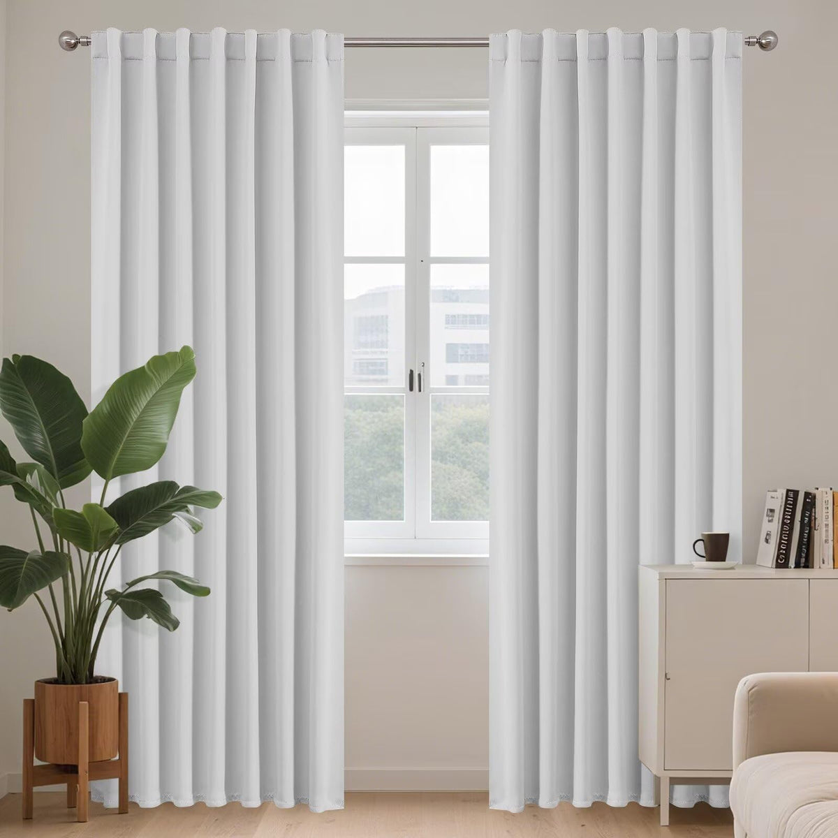 Joydeco Blackout Curtains for Bedroom, Black out curtains 96 inch long 2 Panels, Long Black Drapes with Rod Pocket Back Tab, Room Darkening Noise Reducing & Wrinkle-Free Drapes for Living Room Windows