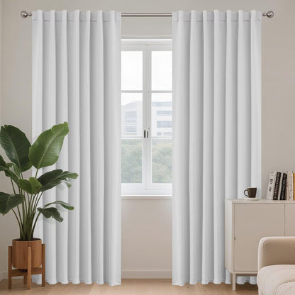 Joydeco Blackout Curtains for Bedroom, Black out curtains 96 inch long 2 Panels, Long Black Drapes with Rod Pocket Back Tab, Room Darkening Noise Reducing & Wrinkle-Free Drapes for Living Room Windows