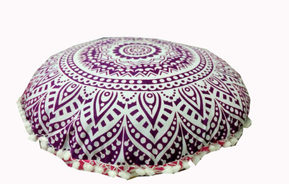 24" Black Gold Flower Mandala Barmeri Large Floor Pillow Cover Cushion Meditation Seating Ottoman Throw Cover Hippie Decorative Zipped Bohemian Pouf Ottoman Pom Pom Cases 24 " square