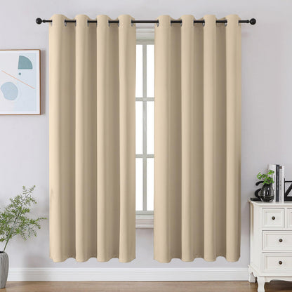 CUCRAF Beige Blackout Curtains 84 inch Length 2 Panels Set, Room Darkening Drapes for Living Room Bedroom, Thermal Insulated Light Blocking Grommet Window Curtain (W52 x L84 Inch)