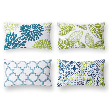 Phantoscope Set of 4 New Living Series Fall Leaf Geometric Coffee Throw Decorative Pillow Cover Cushion Cover 18 x 18 inches 45 x 45 cm