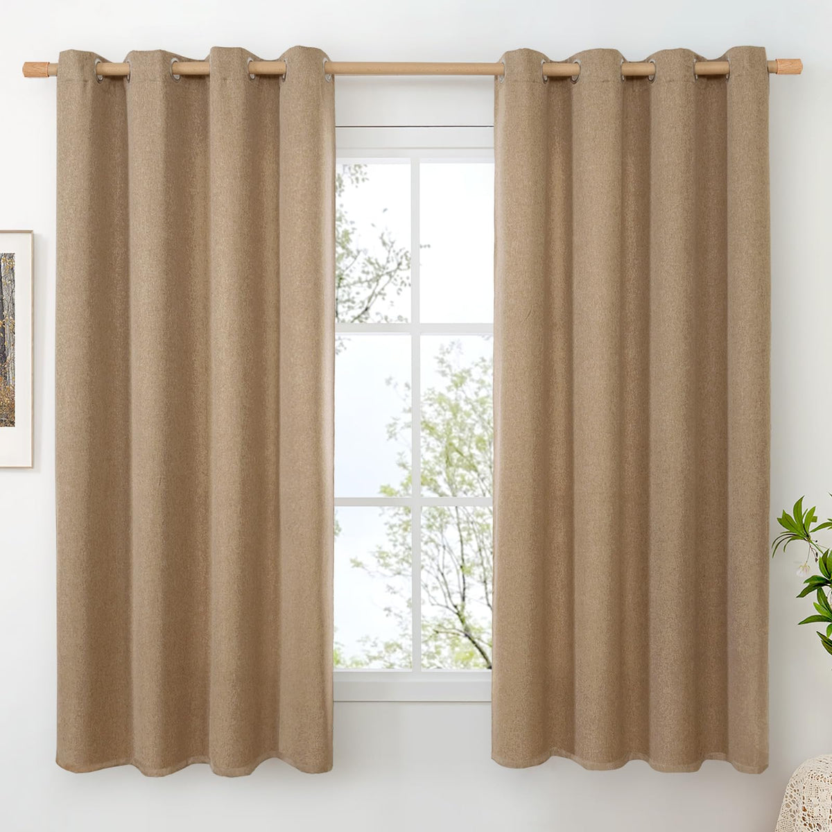 BGment Oatmeal Linen Curtains 84 Inch Length 2 Panels Set for Living Room