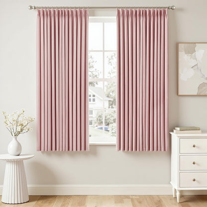 MIULEE Natural Pinch Pleated 100% Blackout Linen Curtains 40x84 Inches