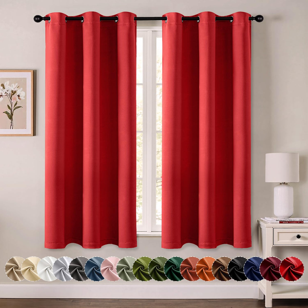 MIULEE Blackout Curtains for Bedroom 2 Panels 40 x 63 Inch Long Dark Grey