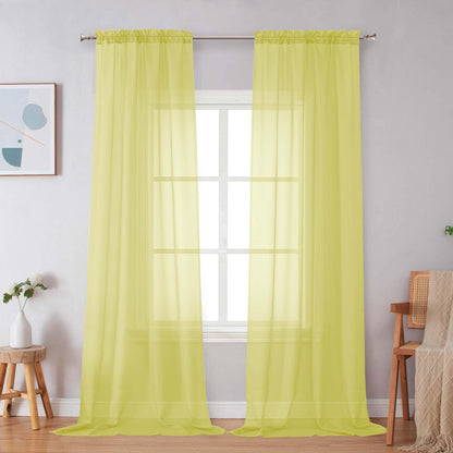 Simplebrand Black Sheer Curtains 84 Inches Long 2 Panels for Living Room